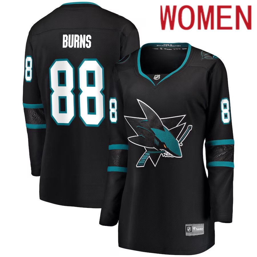 Women San Jose Sharks #88 Brent Burns Fanatics Branded Black Alternate Breakaway Player NHL Jersey